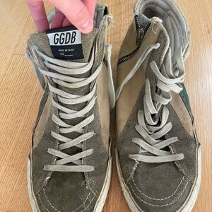 Golden Goose High-Top Sneakers in Olive and Beige